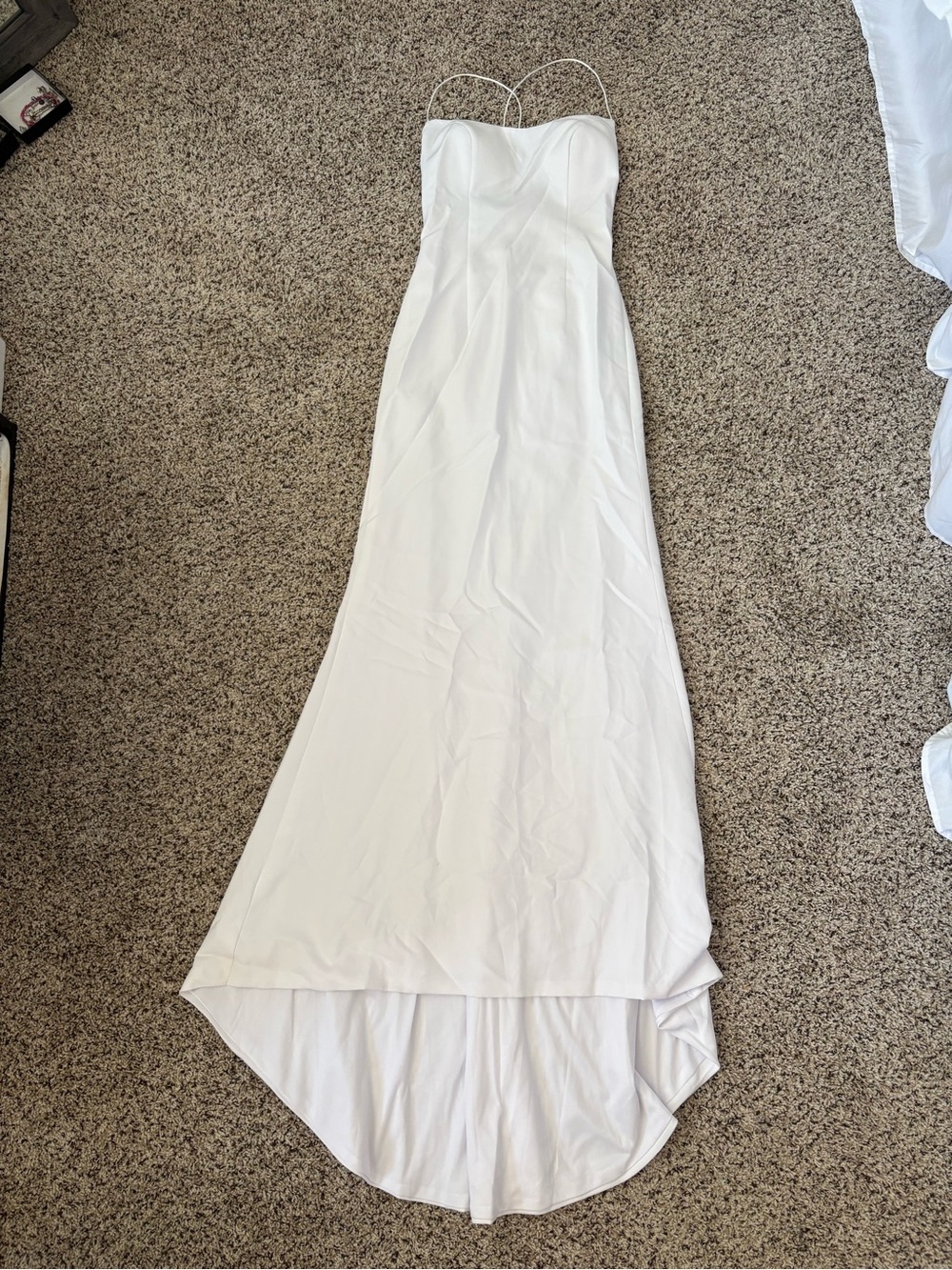 Miss Veil Strapless White Summer Bridal Gown with Delicate Spaghetti Straps
